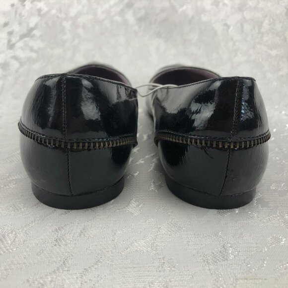 Mossimo Vallie Glossy Black Patent Zipper Flat Pointed-Toe Shoes Size 5½ - Picture 8 of 10